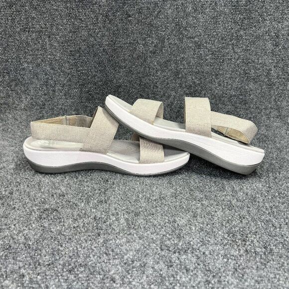 Clarks Cloudsteppers Sandals Women's Size 11 Tan Grey‎ Adjustable Strap Sandals - Picture 7 of 12